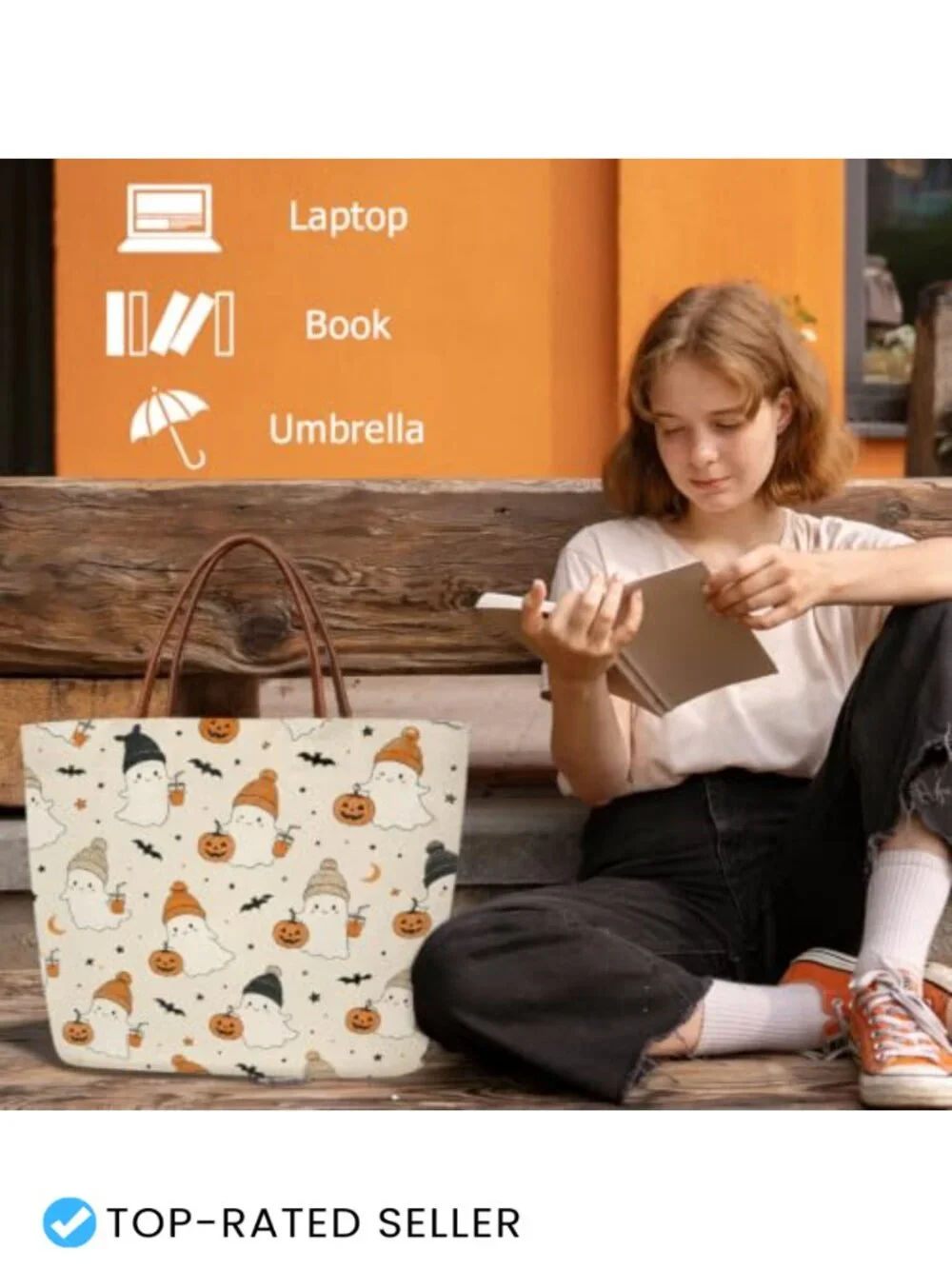 Halloween Tote Bag Canvas Reusable Shopping Grocery Handbag